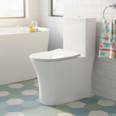 Elba Comfort Height Rimless Fully Back to Wall Toilet Cyclone Flush & Soft Close Seat (1/2)