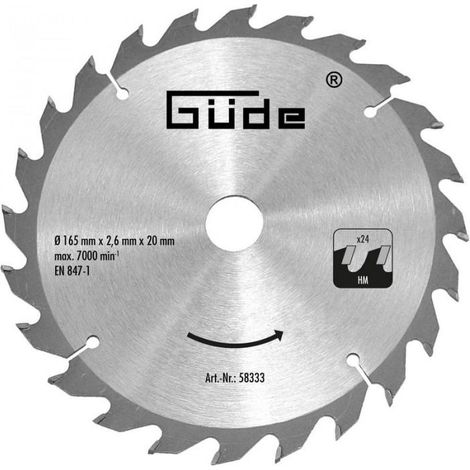 Lame de scie carbure - 165 x 20 mm - 24 dents pour scie G58232
