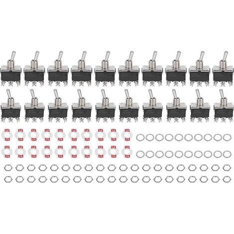 BERM@ Lot de 20 interrupteurs à bascule BEM1321 avec voyant LED, câble de 1,8 m, 2 niveaux marche/arrêt, 15 A, 250 V CA (1/5)