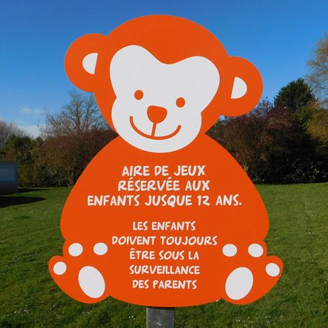 PANNEAU AIRE DE JEUX SINGE (WSING). Panneau blanc . Lettrage noir .  - Panneau blanc - Lettrage noir