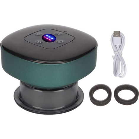 Appareil de Massage par Ventouses Électrique Rechargeable, 6 Niveaux de Chauffage Intelligent et Aspiration, Set de Détente Vert