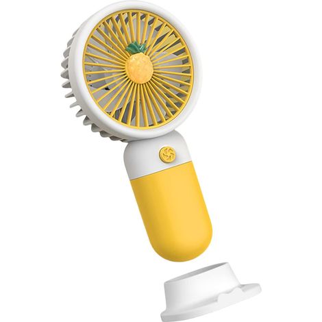 Ventilateur de bureau portable et rechargeable avec support de téléphone en forme de fruit d'été (motif ananas). (1/3)