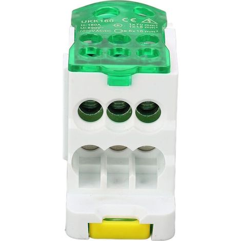 Bornier Rail Din 690v 160a Couvercle Transparent Pa66 Boîte De Jonction Électrique Pour Rail Din Application Dans Les Armoires De Distribution Les Boîtes De Distribution (Vert) (1/4)