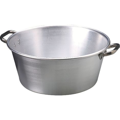 Pentole Agnelli ALMA20236 Linea Alluminio 3mm Bacinella con 2 Manici, 36 cm, Acciaio, Argento