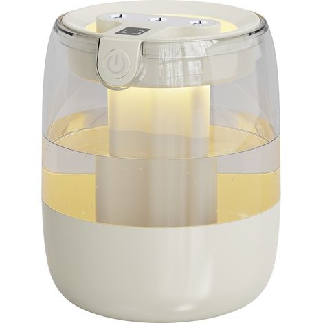 Humidificateur d'Air à Triple Buse, Grand Capacité 3L, Diffuseur d'Huiles Essentielles avec Écran Numérique, Brumisateur Silencieux pour Bureau et Chambre, Rechargeable, Blanc