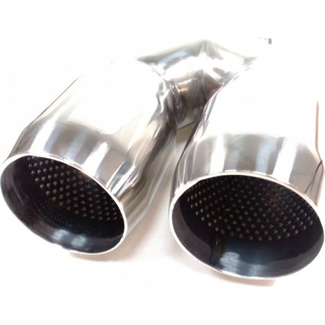 Embout d'échappement double universel pour voiture, 37–60 mm, longueur 21,5 cm, chrome