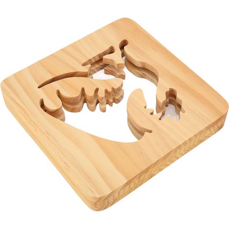 Lampe de nuit dinosaure en bois sculpté, veilleuse LED perles lumineuses douces, protection oculaire, découpe ajourée pour enfants, éclairage décoratif chambre bébé (1/5)