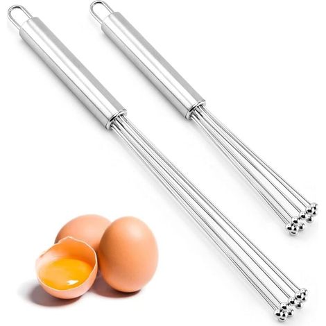 2-teiliges Küchenbesen-Set, Edelstahl-Schneebesen mit Rührkugel, Gebäckbesen zum Kochen, Mischen und Rühren (1/4)