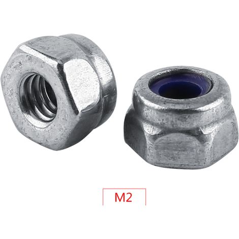 Écrous à encastrement nylon hexagonaux en acier inoxydable - M2, 100 pièces (1/2)