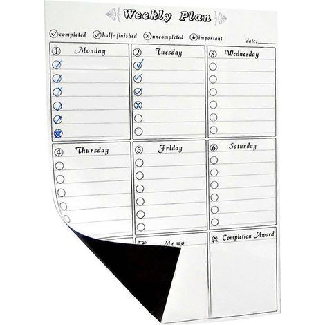 Agenda magnétique hebdomadaire, autocollants pour réfrigérateur, tableau blanc effaçable à sec, gestionnaire de listes de tâches (1/2)