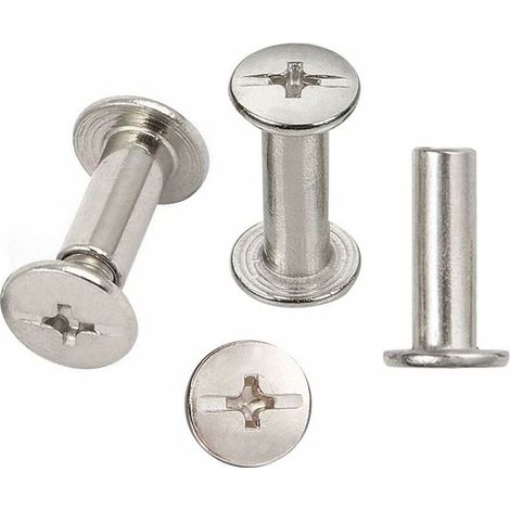 30 Sets Chicago Reliure Vis, reliure à vis de reliure nickelée 5 mm x 15 mm, ton argent (1/4)