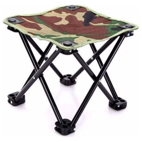 Chaise de pêche pliante légère avec sac de rangement (petit camouflage), tabouret pliant chaise pliante d'extérieur, tabouret de barbecue léger, convient pour la pêche en plein air, les pique