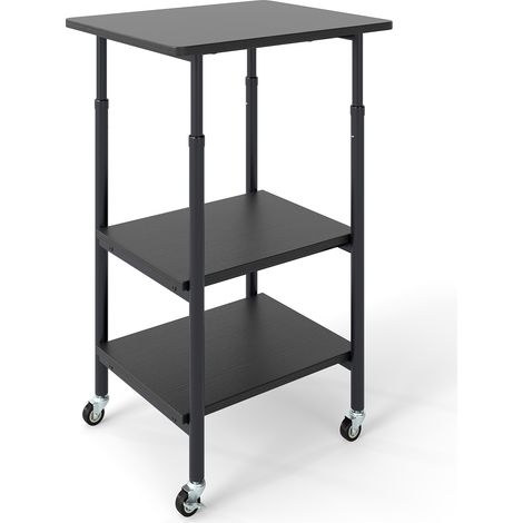 COSTWAY Height Adjustable Printer Stand 3-Tier Printer Cart with Storage-Black (1/5)