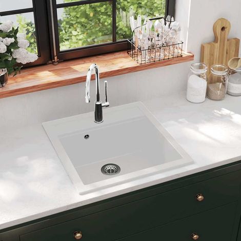 Évier Cuisine Granit Seul lavabo - Cuve de cuisine Blanc BV417384 - BonneVie (1/5)