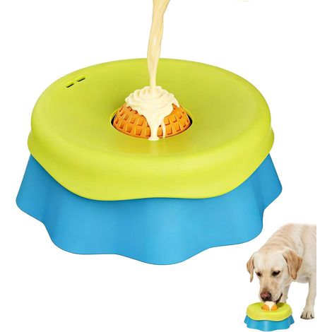 Pelota lamedora para perros y comedero lento para golosinas líquidas, comedero de silicona para mantequilla de cacahuete, caldo de huesos, yogur y polvo para perros, juguete de actividad antideslizant (1/5)