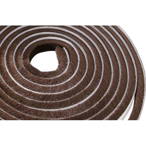 10m bande de brosse, Joint brosse adhésif autocollante coupe-vent et anti-poussière pour fenêtres et portes mobiles, Largeur 9mm x Hauteur 9mm(Marron)