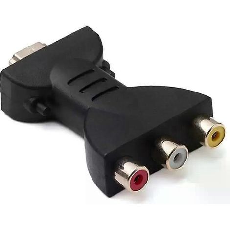 Adaptateur HDMI vers AV plaqué or, compatible HDMI mâle vers 3 RCA RGB vidéo et audio, interface de conversion de composants AV, adapté à la TVHD et aux DVD. (1/5)