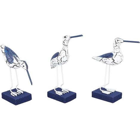 Handmade Iron and Composite Wood Seagull Figurine, Mediterranean Cracked Finish Design, Ocean Style Decor with Realistic Seabird Representation for Display (1/5)