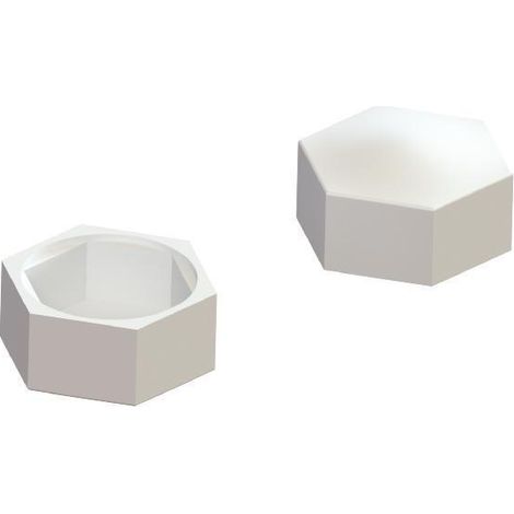 tapón plano. blanco. plástico o nylon. rosca m6. prismática hexagonal