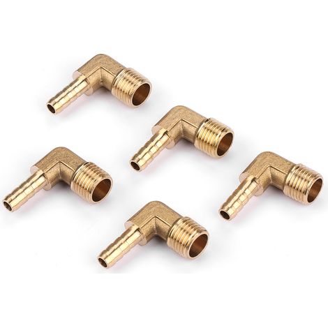 Raccord Laiton 90 Degrés Fileté Mâle Pour Tuyau - Système Eau Froide Et Gaz - Diamètre 6mm 1/4 Pouces (1/5)