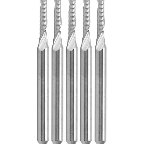 Fraise à lamer spirale monofile 5 pièces, tige droite 3.175x2x10x38mm, fraise de défonçage coupe unique pour bois et PVC (1/5)