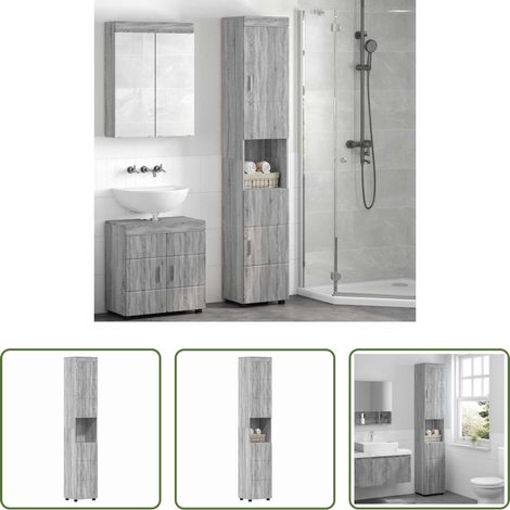 vidaXL Badezimmer Schrank Set - Badezimmerschrank-Set TULUM Graues Sonoma 37 x 31,5 x 203 cm (1/5)