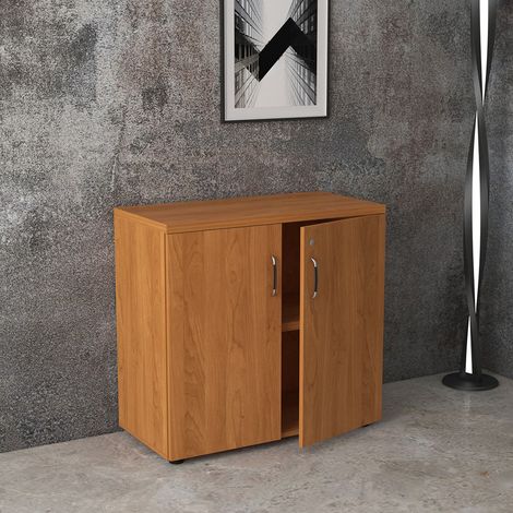 Armoire basse moderne de bureau coloris noyer Oscar (1/2)