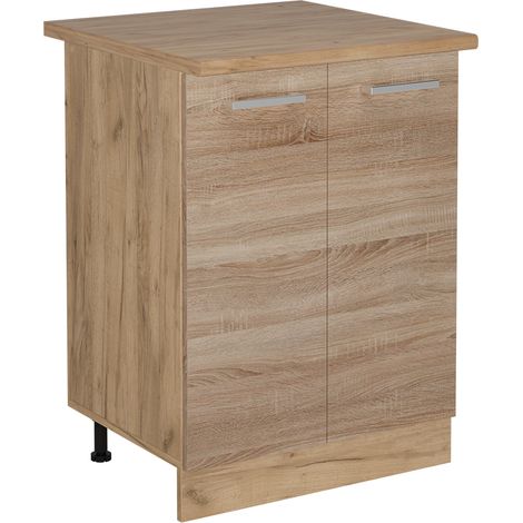 Meuble bas de cuisine R-Line, Sonoma, 60cm , PT Chêne, Vicco