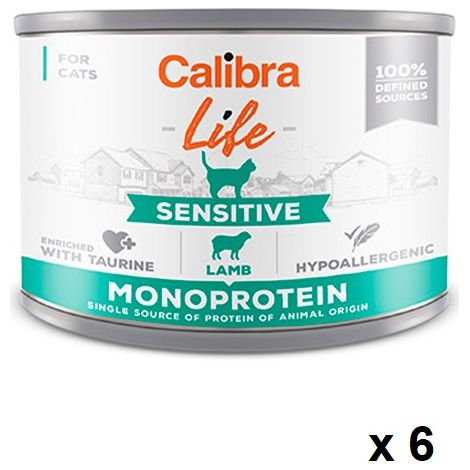 La vita del gatto calibro puМ sensibile agnello 6x200gr