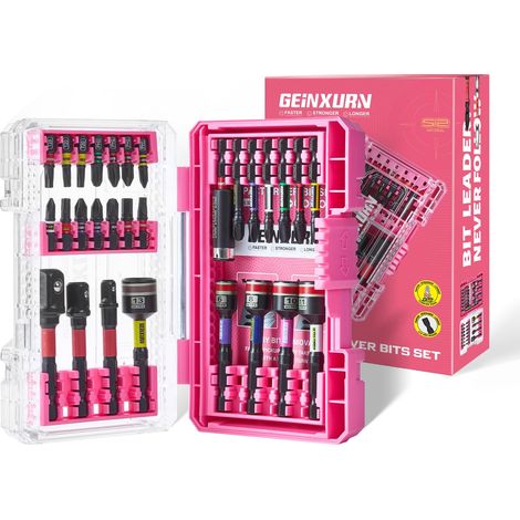 Coffret de 29 Embouts de Tournevis, (Torx, PH, PZ, SL, Hex) Embout de Vissage en Acier S2, Clé à Douille Hexagonale, Porte-embout, Adaptateur de Douille avec Boîte de Rose (1/5)
