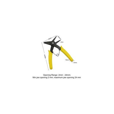 Pince à circlips 2 en 1 pour anneaux d'arrêt internes et externes - Pince pour anneaux élastiques de 2 mm à 24 mm - Double usage (1/5)