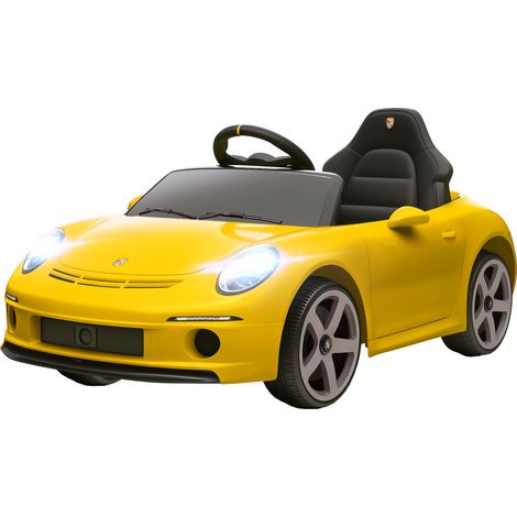 Voiture électrique enfant 3-5 ans télécommandée musique klaxon port USB ceinture sécurité jaune