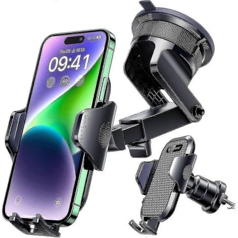 Support de téléphone de voiture Vanmass - Support de téléphone portable à ventouse et clip puissant pour tableau de bord et pare-brise, nouveau modèle V