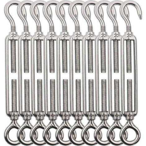 Tendeur de câble M5 à crochet et œillet, tendeur en fil d'acier inoxydable 304 pour corde à linge, câble métallique, câble en acier (1/5)