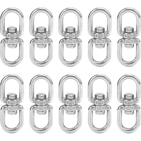 10 Pièces Crochets Pivotants M6 Double Extrémité Inox Anneau Connecteur en Forme de 8 (1/5)