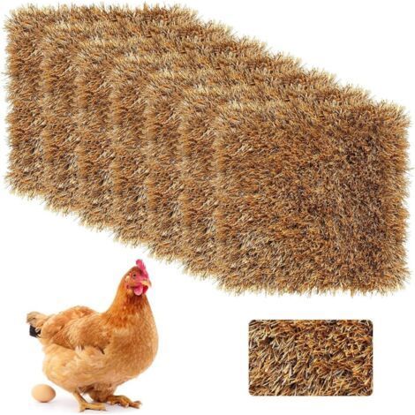 Lot de 8 tapis de nichoir pour poules 30 x 30 cm, lavables, tapis de nidification pour la pose d'œufs, boîtes de ponte pour volailles, accessoires de poulailler (1/4)