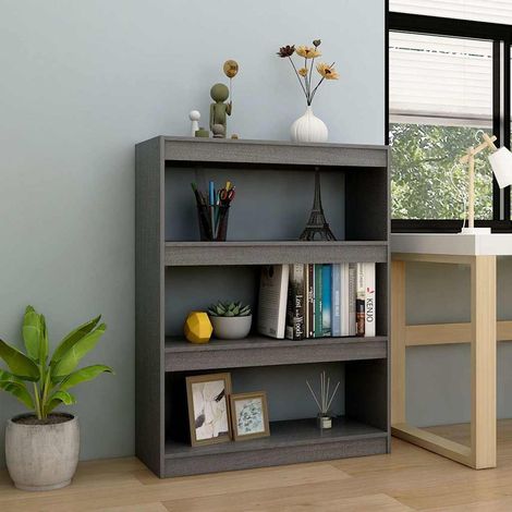 Bibliothèque/Séparateur de pièce Étagère de Rangement - pour Bureau Salon Chambre Cuisine Gris 100x30x103 cm Pin massif BV838290 - BonneVie (1/5)