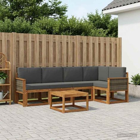 vidaXL Conjunto de sofás de exterior 6 uds. Natural y Antracita (1/5)