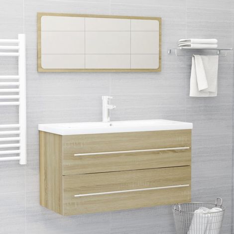 Ensemble de meubles de bain 2 pcs Chêne sonoma (1/5)