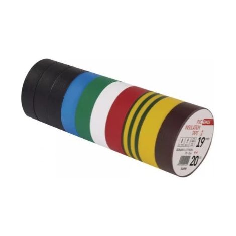 Nastro isolante in PVC 19 mm x 20 m, confezione mista da 10 pezzi, 200 m (1/3)