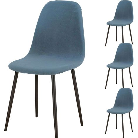 Fundas elásticas para sillas - Lavables - Aptas para salón, cocina y hotel - Gris azulado - Juego de 4 (1/5)