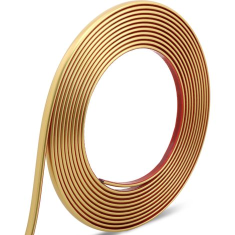 Moulure adhésive dorée mate de 10m, flexible, pour miroirs, murs, plafonds, sols, meubles et bords de carrelage (1/5)