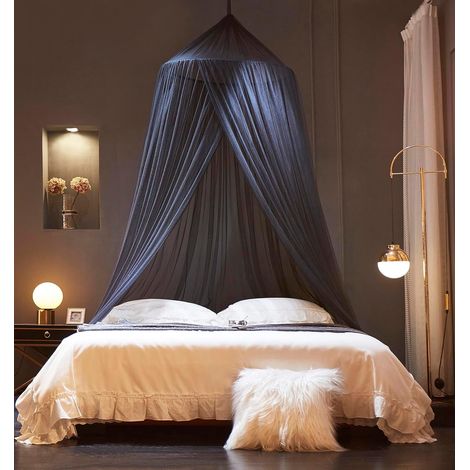 Noir,Moustiquaire ronde de qualité supérieure 60x250x1200cm Pour lit double, lit simple et king size Moustiquaire à l'intérieur et à l'extérieur Filet dense