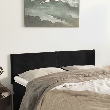 Kopfteile Schwarz 144x5x78/88 cm Samt