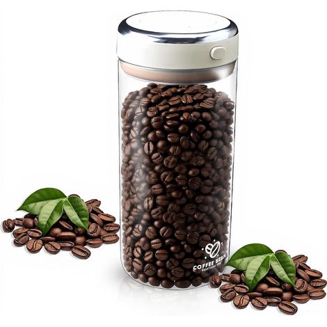 Luftdichte Kaffeedose, 1700 ml, Glasdose mit Ventil und Datumsmarkierung. Luftdichter Aufbewahrungsbehälter für Kaffeebohnen, Tee, Nüsse und Milchpulver. (1/5)