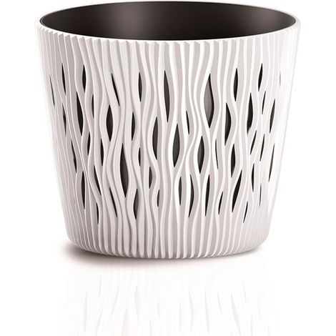 ProsperPlast Sandy Round Kunststoff-Rundtopf in Farbe White (L) x 22,5 (B) x 19,2 (H) cm (1/5)