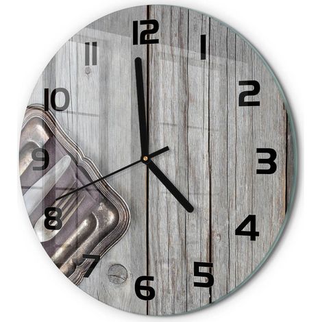 Horloge Murale Ronde Sans Tic-Tac en Verre Moderne Chambre Bureau Couverts sur des planches fi 30 cm (1/5)