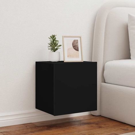 Mueble de TV de pared con luces LED negro 40,5x35x40 cm