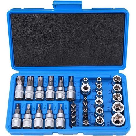 Lot de 34 douilles Torx femelles robustes, jeu de clés à douille avec cliquet, inserts Torx pour clés femelles multifonctionnelles (1/5)