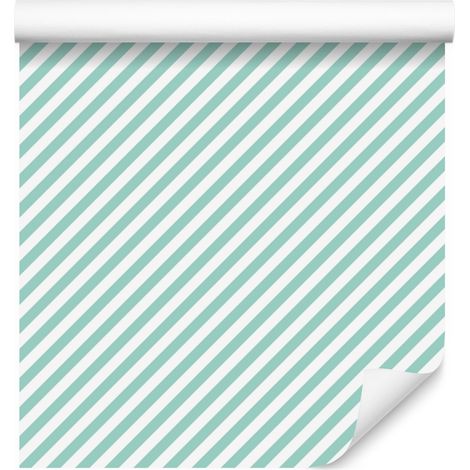 Gestreifte Tapete in Mintgrün und Weiß, mintgrüner Hintergrund für Wohn- und Schlafzimmer, 50 x 1000 cm (1/5)